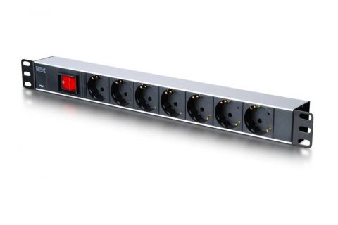 DIGITUS 19" Rackmount power strip: 16A, 4000W, 250VAC 50/60Hz 7x outlet, DN-95402 