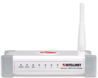 INTELLINET Wireless 150N 4-Port Router, QoS, 4-Port 10/100 Mbps LAN Switch, Color: Gray, 524445 