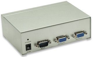 MANHATTAN  2 port video splitter, VGA, 150 Mhz,MSV silver, 177207 
