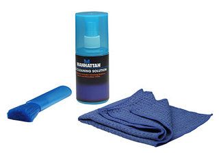 MANHATTAN LCD cleaning kit, 200ml, 30x30cm cloth, 14cm brush, 421027 