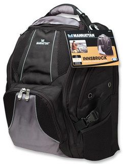 MANHATTAN Innsbruck Notebook Computer Backpack, Up To 15.6, Black/Silver, 438797 