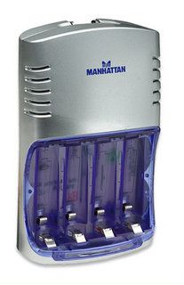MANHATTAN Fast Battery Charger, AA+AAA, Two-Hour Cycle, Holds Up to Four Batteries, komplekte 4 x 2300mAh akumuliatoriai, 419086 