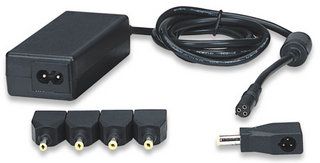 MANHATTAN Mini Notebook Power Adapter Automatic Adjustable Voltage, 5 Output Levels, 40 W, Black 101622, 766623101622 