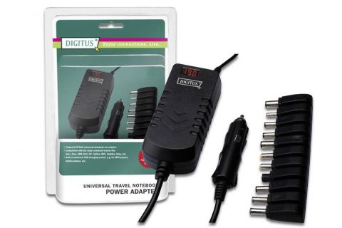 DIGITUS Power Adaptor Car DC 90W for Notebook, Small size, LED display, USB port(5V1A),11xTips OP:15/16/18/18,5/19/19,5/20V, DA-10091, 4016032283683 