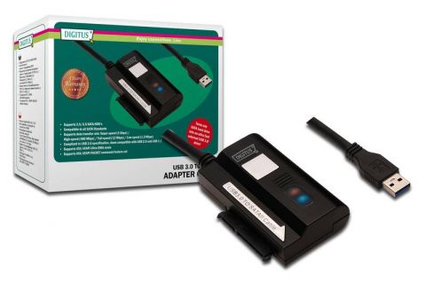 DIGITUS USB 3.0 to SATAII Adapter Cable, Power Supply (12V/2A) included Chipset ASM 1053, DA-70300-1, 4016032322740 