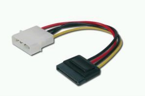 ASSMANN Internal power supply cable, 0.15m, IDE (molex) - SATA 15pin connector, AK-SATA-PC 015, AK-430300-002-M 