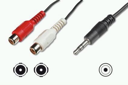 ASSMANN Audio extension cable, stereo 3.5mm - 2x RCA, 2.00m, 2x0.10/10, shielded, M/F, black, AK 244 