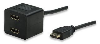 MANHATTAN VIDEO Y  cable 3.0m, HDMI Male to HDMI Female / HDMI Female, can be used as a VGA splitter, 307833 