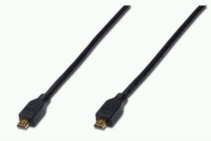 ASSMANN Micro (type D) HDMI Male to Micro (type D) HDMI Male, Shielded, Black, 2.0m, Black, AK-330108-020-S 