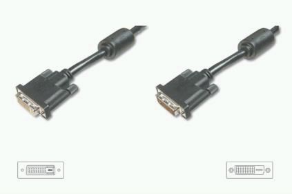 ASSMANN DVI-D extension cable, DVI(24+1), 2x ferrite, M/F, 7.5m, DVI-D DUAL link, AK-110005 