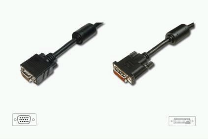 ASSMANN  DVI / VGA adapter cable, DVI(24+5) - HD15, 2x ferrit, M/M, 2.0m, DVI-I dual link, AK-320300-020-S 
