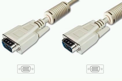 ASSMANN VGA Monitor connection cable, HD15, M/M, 1.8m, 3Coax/7C, 2xferrite grey, AK-310103-018-E 