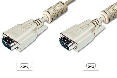ASSMANN VGA Monitor connection cable, HD15, M/M, 20.0m, 3Coax/7C, 2xferrite grey, AK-310103-200-E 