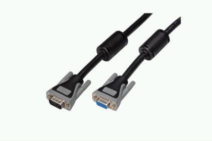 DIGITUS VGA Monitor extension cable, HD15, 2x ferrite, 1.80m, CU, 3Coax/7C, AWG28, shielded, M/F, UL, black/grey, DB-230175 