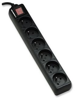 MANHATTAN, Surge Strip 6 Outlets, 125 Joules, 1.5 m (5 ft.) Cable, Schuko - C13, 160940 