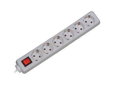 Extension cord XM-DB06K 6 sockets, 1.5 m. with grounded connection and safety switch, Schuko - C13 