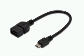 ASSMANN USB 2.0 adpter cable, OTG, type micro B - A, M/F, 0.2m, USB 2.0 conform, AK-300309-002-S 