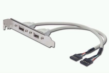 ASSMANN USB Slot Bracket cable, 2x type A-2x5pin IDC, F/F,0.25m, USB 2.0 compatibel, AK-300301-002-E 