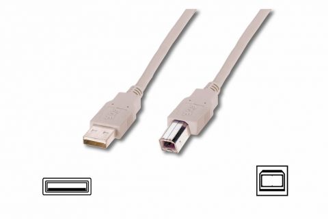 ASSMANN USB 2.0 cable A-B, M/M 1.8m, beige, AK-300102-018-E 
