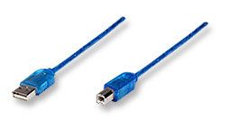 MANHATTAN Hi-Speed USB 2.0 Cable, A Male / B  Male, Blue, 4.5m, 302203 