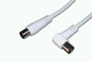 ASSMANN TV Antenna Cable, IEC/M to angled IEC/F, 9.5MM, Double Shielded, Braiding 96x0.12, 90DB Length 2.0M, white 