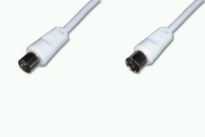 ASSMANN TV Antenna Cable, IEC/M to IEC/F, Straight, 9.5MM, double shielded, Braiding 96x0.12, 90DB Length 1.5M, white 