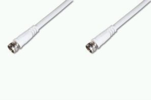 ASSMANN Sat Antenna Cable, F/M to F/M, Straight, double shielded, Braiding 96x0.12, 90DB Length 1.5M, white, AK-SAT-001-S 