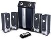 MIYAKO KA-9120CE 5.1 Home cinema speaker system (wooden sub. 30W RMS + wooden sat. 5*10W RMS), wireless remote controm, embeded amplifiers, all cables included (PC and DVD), shielded, lithuanian users manual 