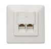 INTELLINET Cat5e Wall Plate, Flush Mount, 2-Port, UTP, Ivory, 408431 