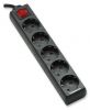 MANHATTAN, extension cord, Black  5 sockets, 1.5 m. with grounded connection and safety switch, Schuko - C13, 160803 