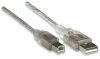 MANHATTAN Hi-Speed USB 2.0 Device Cable A Male / B Male, Translucent Silver, 4.5m, 345408 